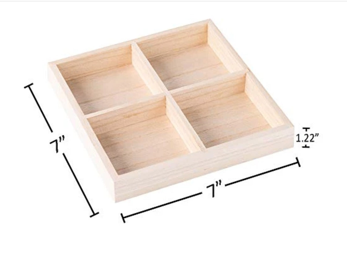 Square 4 Sectional Wooden Candy Tray