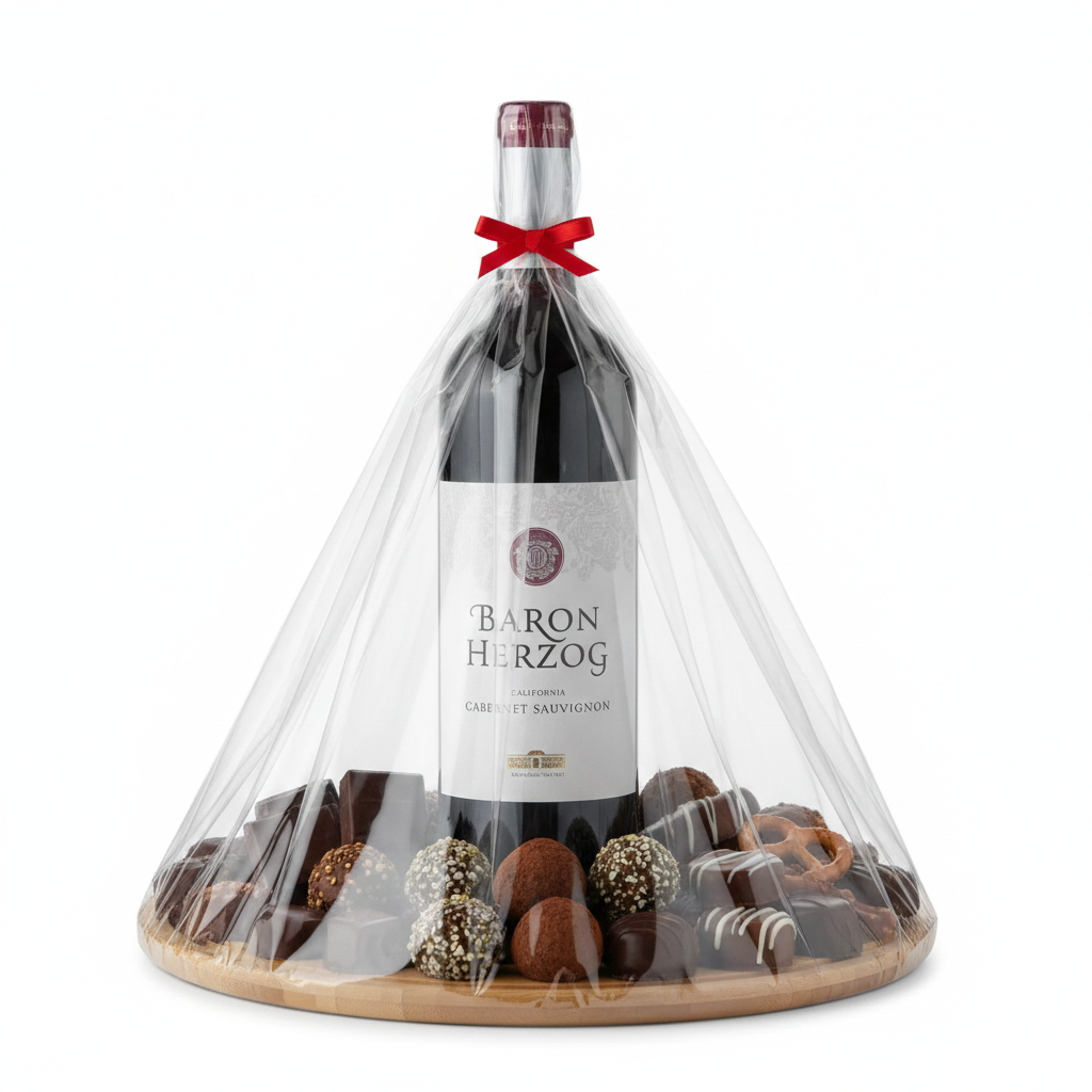 Elegant wine and chocolate platter